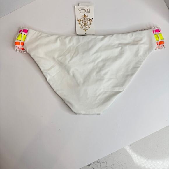 Becca French Trellis Hipster X-Large Bikini Bottom White Rainbow - Picture 8 of 8